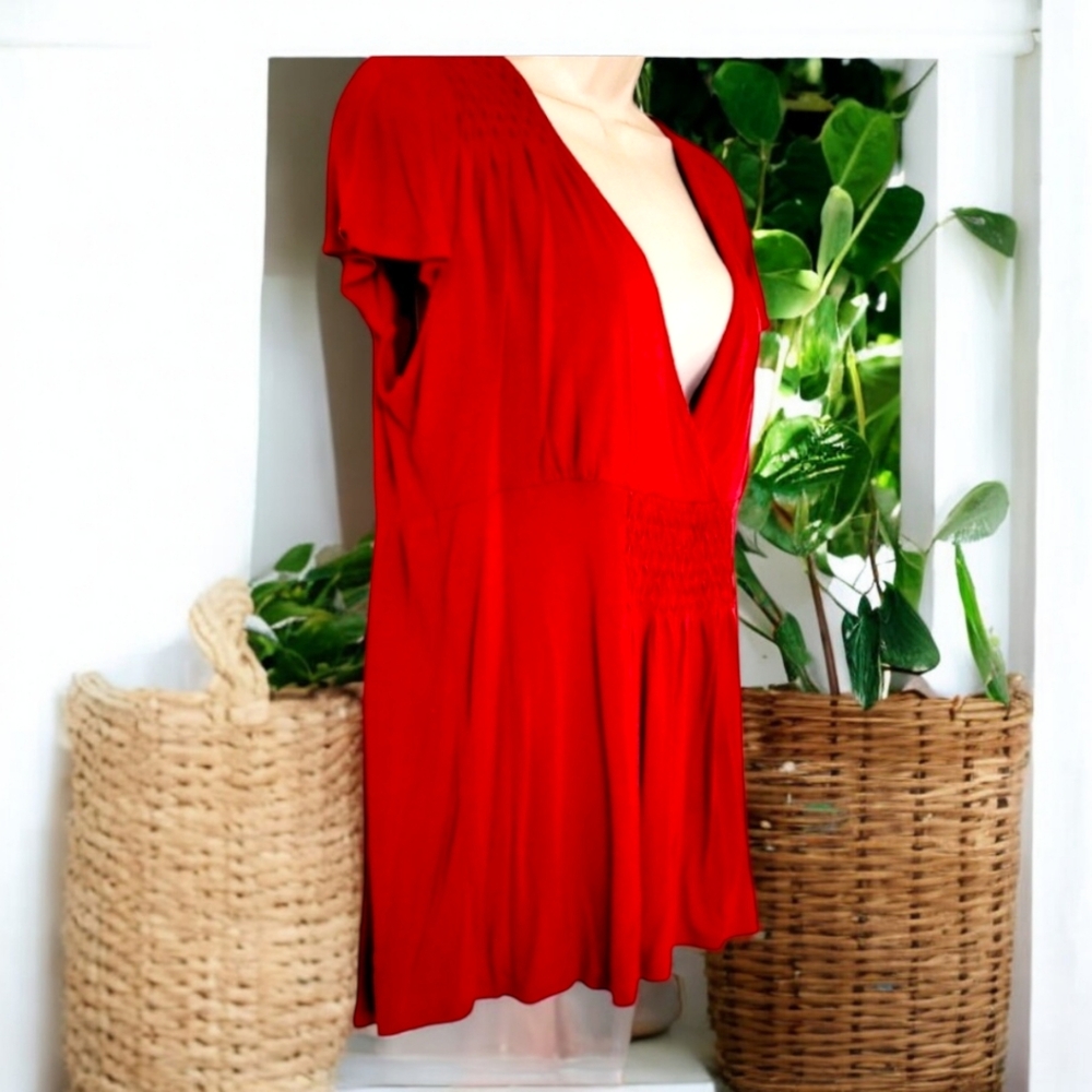 Red Bohemian blouse women's size 1x